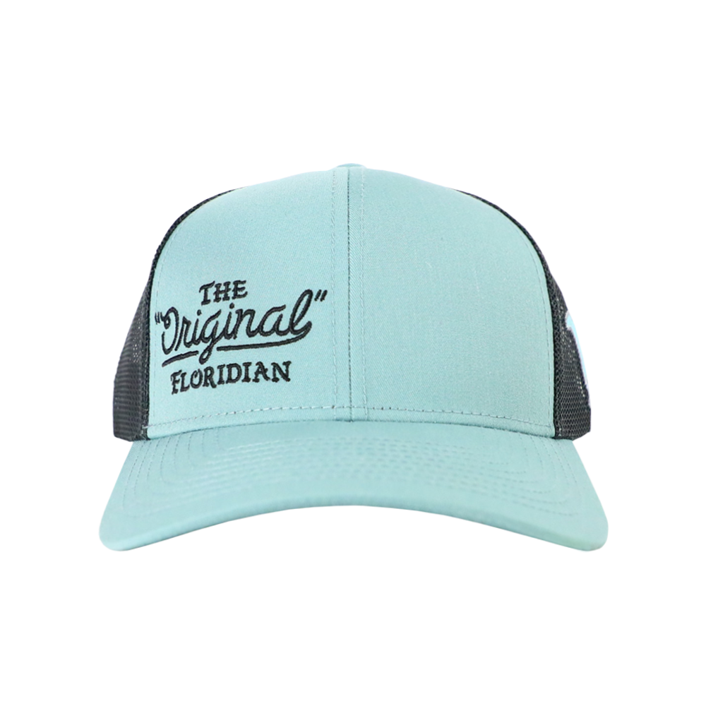 THE ORIGINAL FLORIDIAN SMOKE BLUE CHARCOAL BLACK TRUCKER HAT