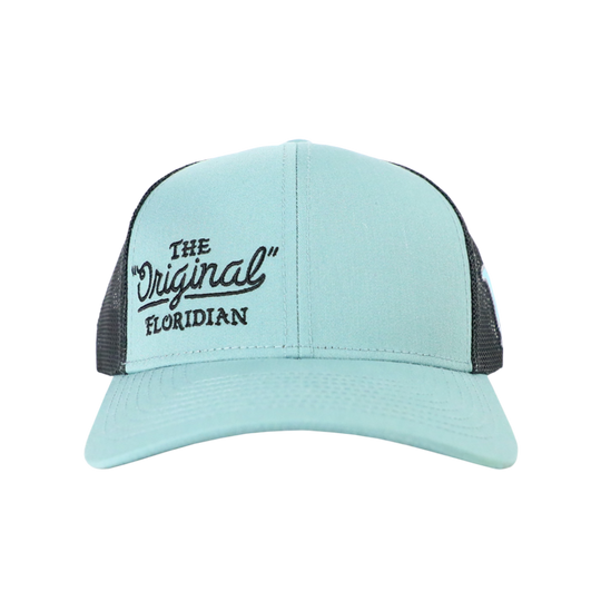 THE ORIGINAL FLORIDIAN SMOKE BLUE CHARCOAL BLACK TRUCKER HAT