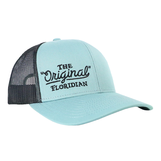 THE ORIGINAL FLORIDIAN SMOKE BLUE CHARCOAL BLACK TRUCKER HAT