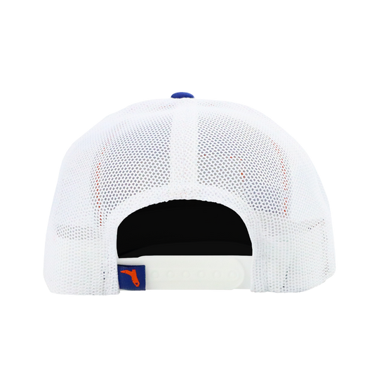 EAT MO' BEEF PATCH- ROYAL/WHITE TRUCKER HAT