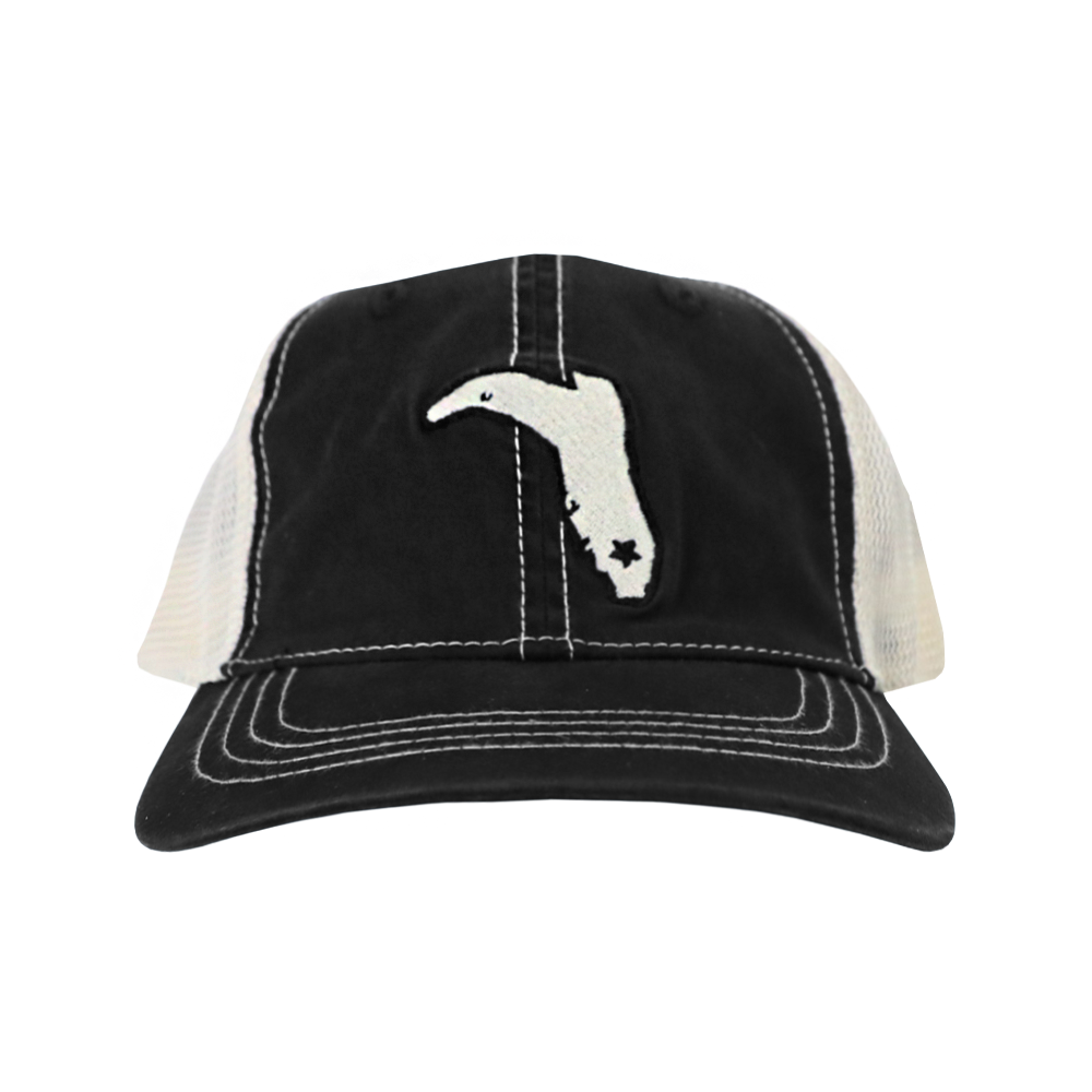 LADIES' PONYTAIL BLACK/WHITE SNAPBACK HAT