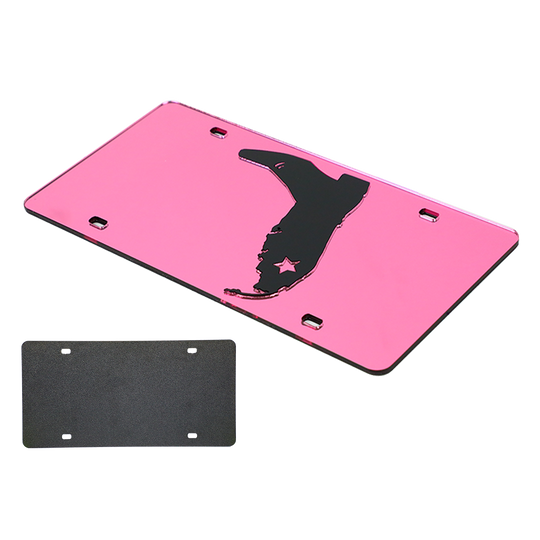 PINK/BLACK MIRRORED LICENSE PLATE