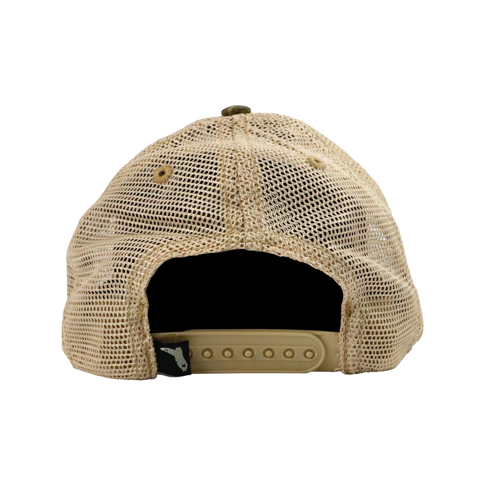 STATE FLAG PATCH CAMO/TAN MESH TRUCKER HAT