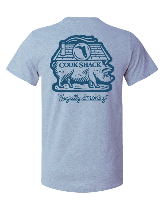 COOK SHACK PIG UNISEX SHIRT S/S - HEATHER PRISM ICE BLUE