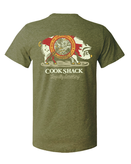 COOK SHACK STATE PIG SHIRT S/S - HEATHER OLIVE