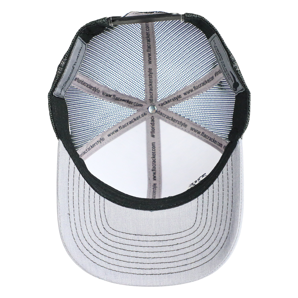 THE ORIGINAL FLORIDIAN HEATHER GREY ON BLACK TRUCKER HAT