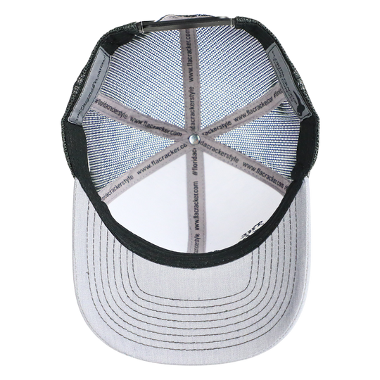 THE ORIGINAL FLORIDIAN HEATHER GREY ON BLACK TRUCKER HAT