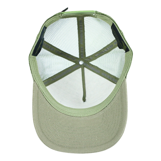 MILITARY GREEN BLACK FLAG MESH TRUCKER