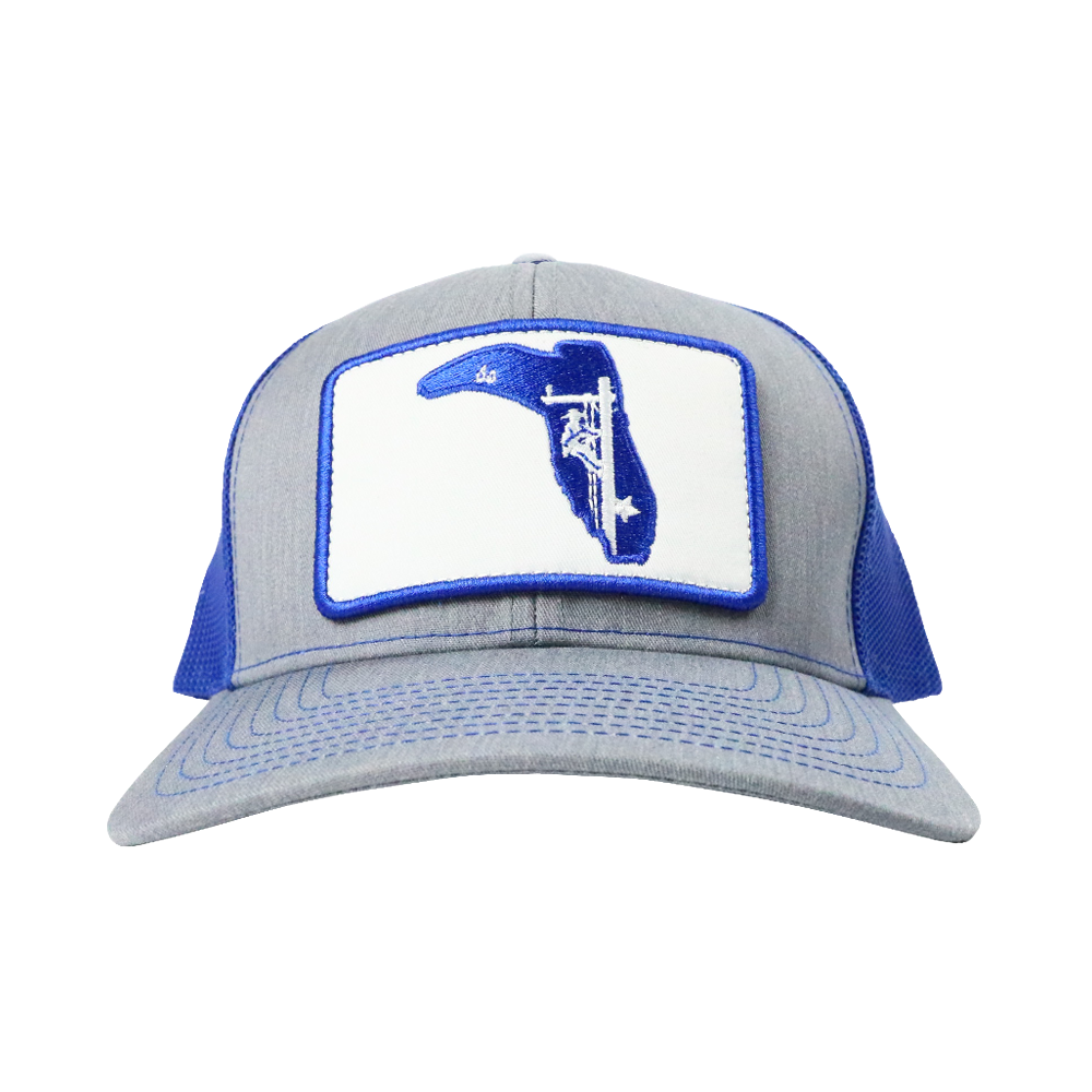 LINEMAN HEATHER GRAY/ ROYAL BLUE TRUCKER HAT