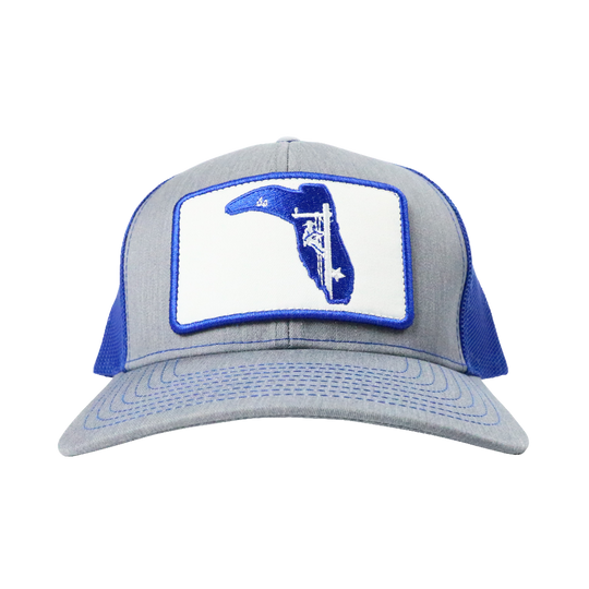 LINEMAN HEATHER GRAY/ ROYAL BLUE TRUCKER HAT