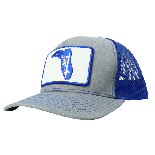 LINEMAN HEATHER GRAY/ ROYAL BLUE TRUCKER HAT