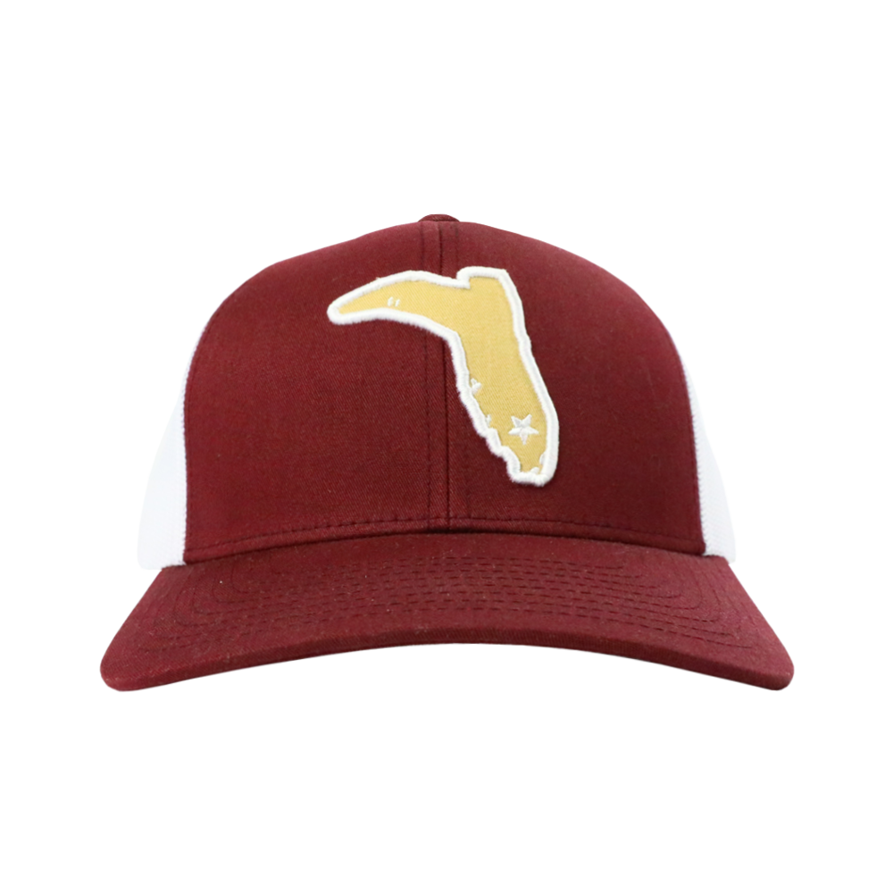 6 PANEL MAROON/ WHITE MESH- GOLD CENTER BOOT