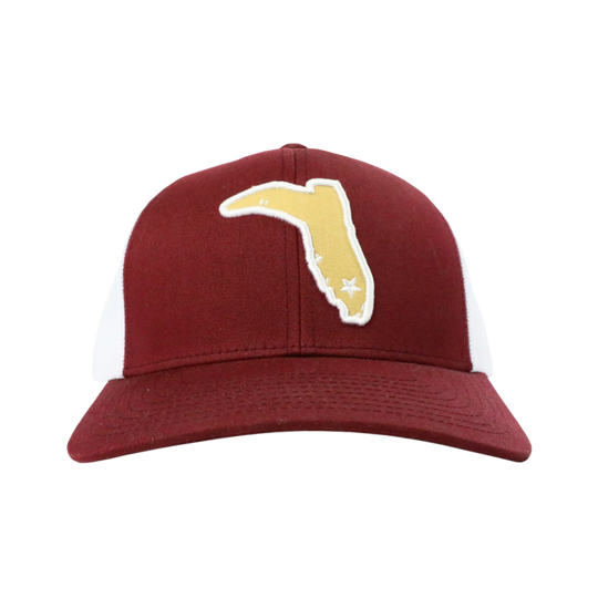 6 PANEL MAROON/ WHITE MESH- GOLD CENTER BOOT