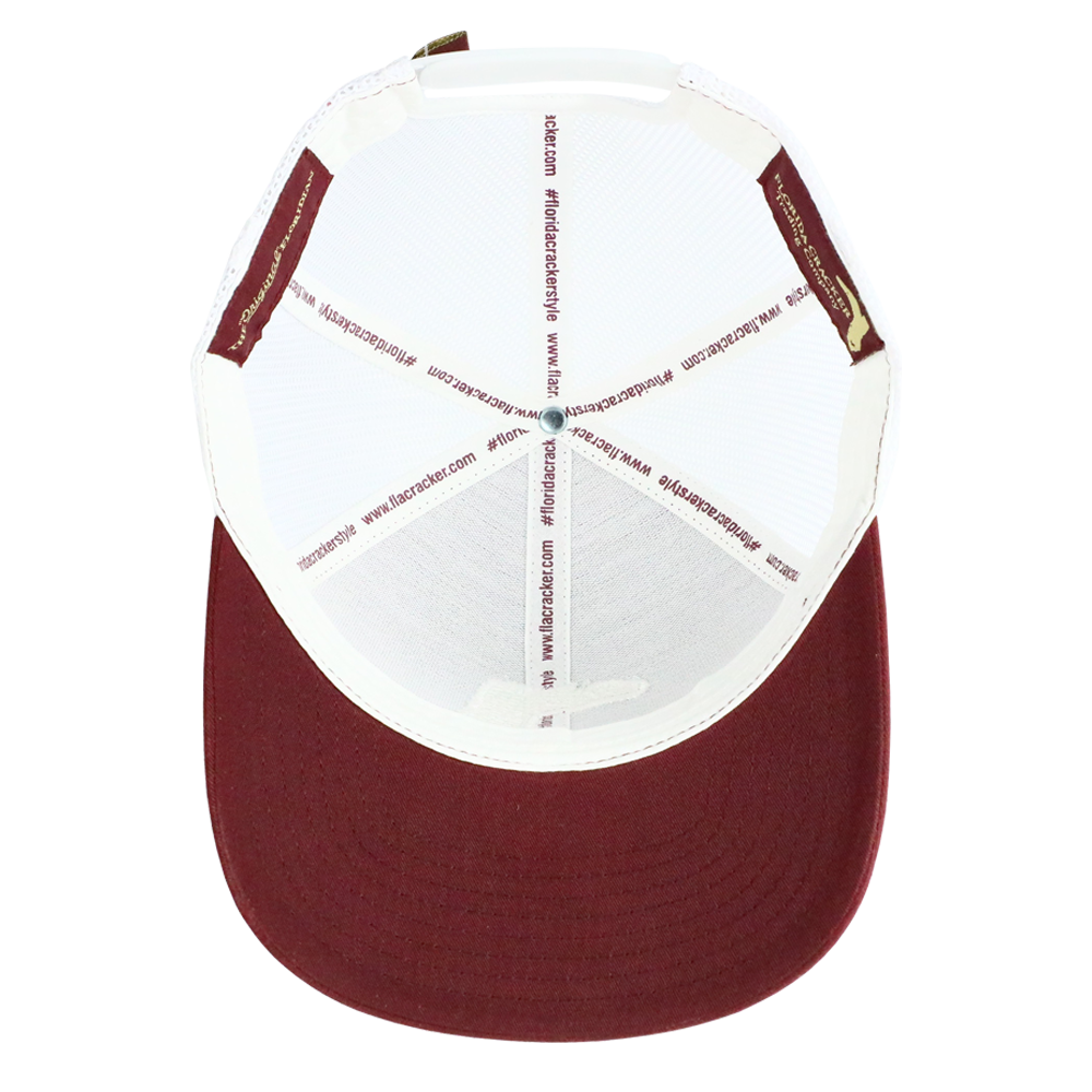 6 PANEL MAROON/ WHITE MESH- GOLD CENTER BOOT