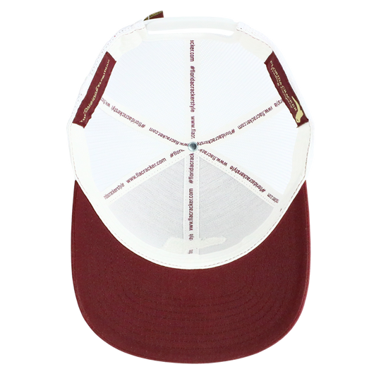 6 PANEL MAROON/ WHITE MESH- GOLD CENTER BOOT