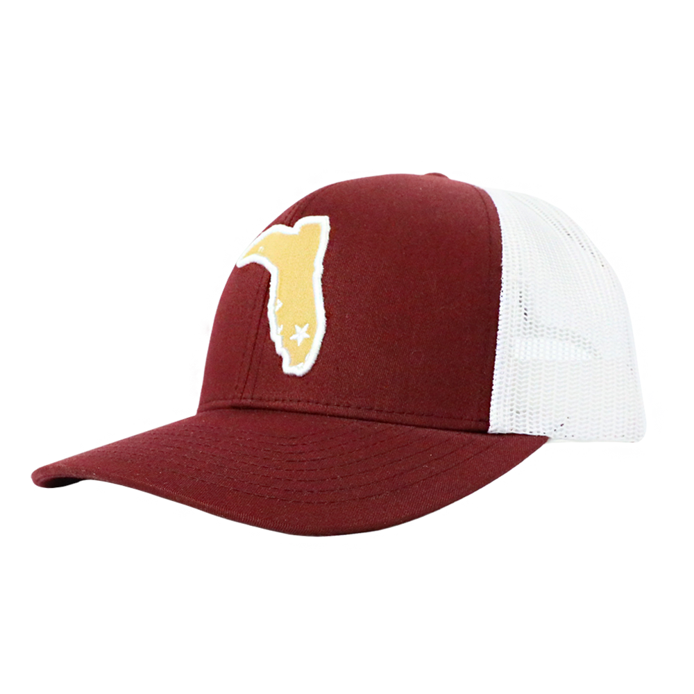 6 PANEL MAROON/ WHITE MESH- GOLD CENTER BOOT