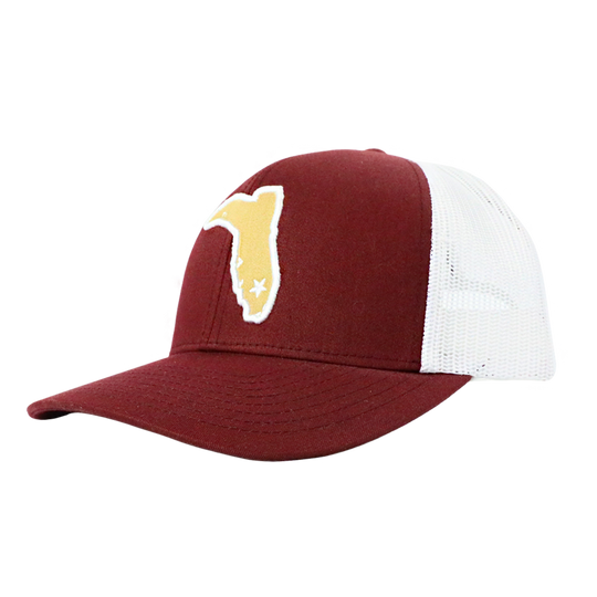 6 PANEL MAROON/ WHITE MESH- GOLD CENTER BOOT