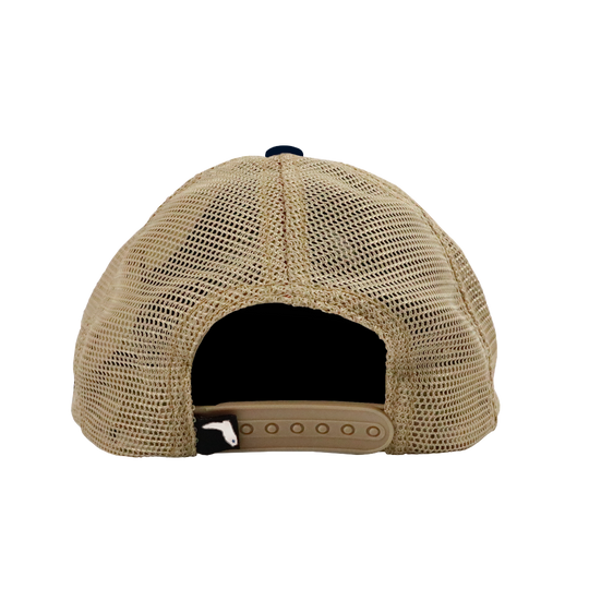 STATE FLAG PATCH NAVY /TAN MESH TRUCKER HAT