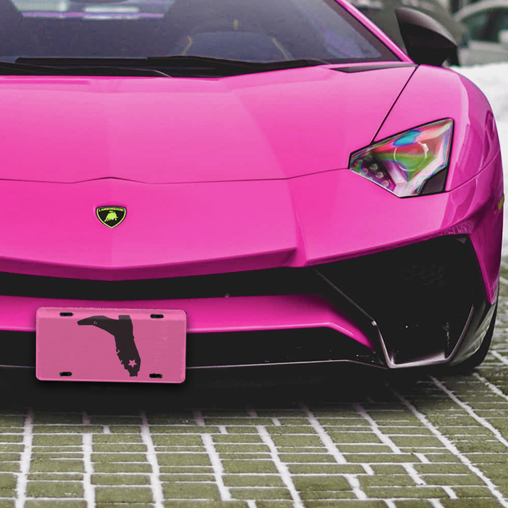 PINK/BLACK MIRRORED LICENSE PLATE