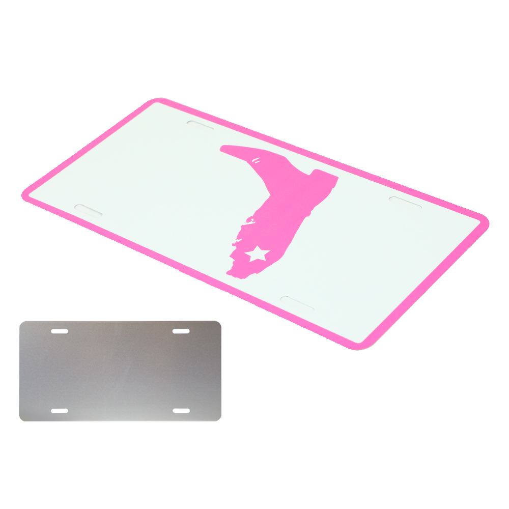 PINK/WHITE LICENSE PLATE