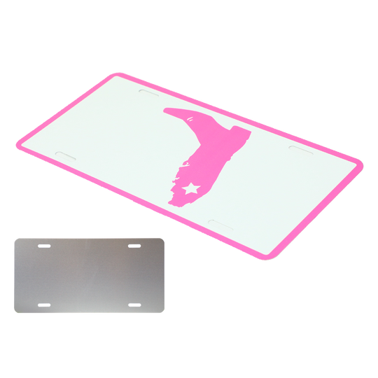 PINK/WHITE FLAT LICENSE PLATE