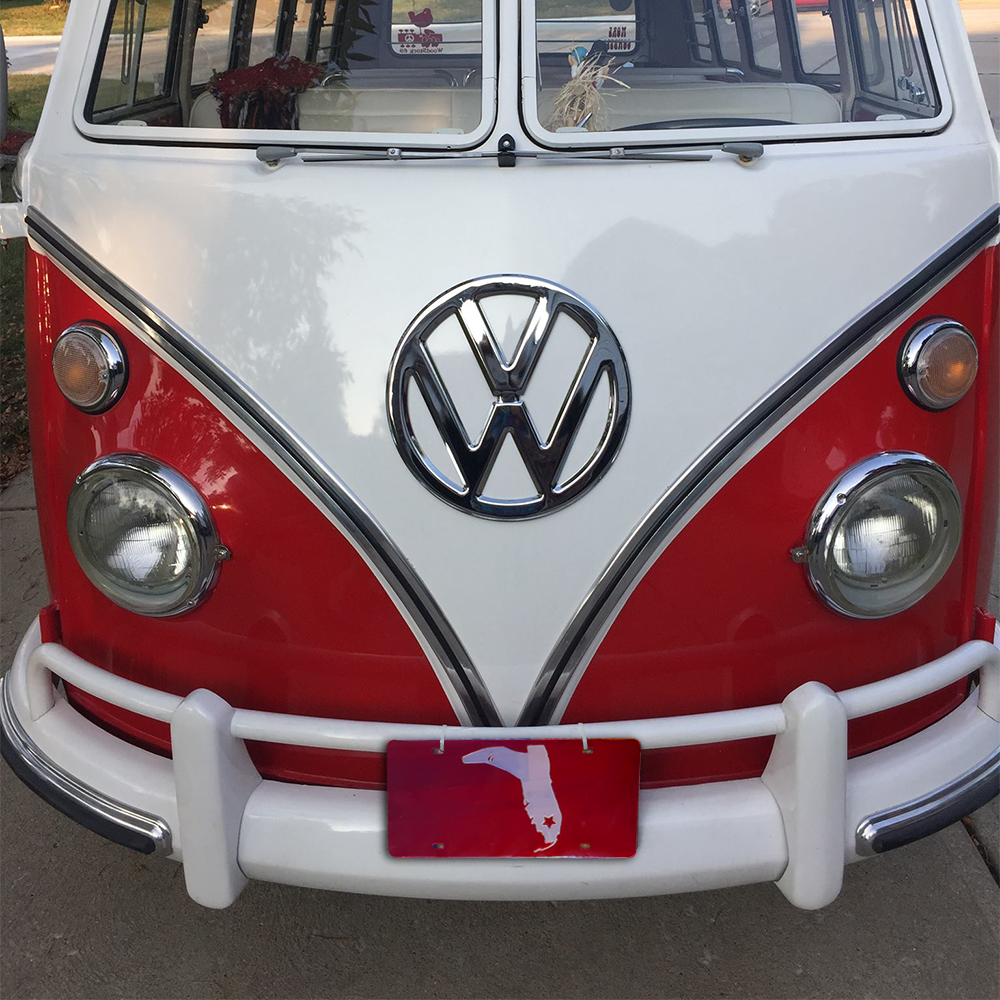 RED/CHROME MIRRORED LICENSE PLATE