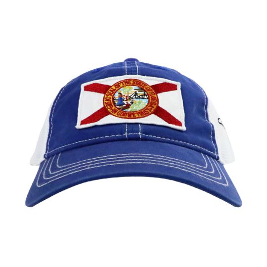 STATE FLAG PATCH ROYAL /WHITE MESH TRUCKER HAT