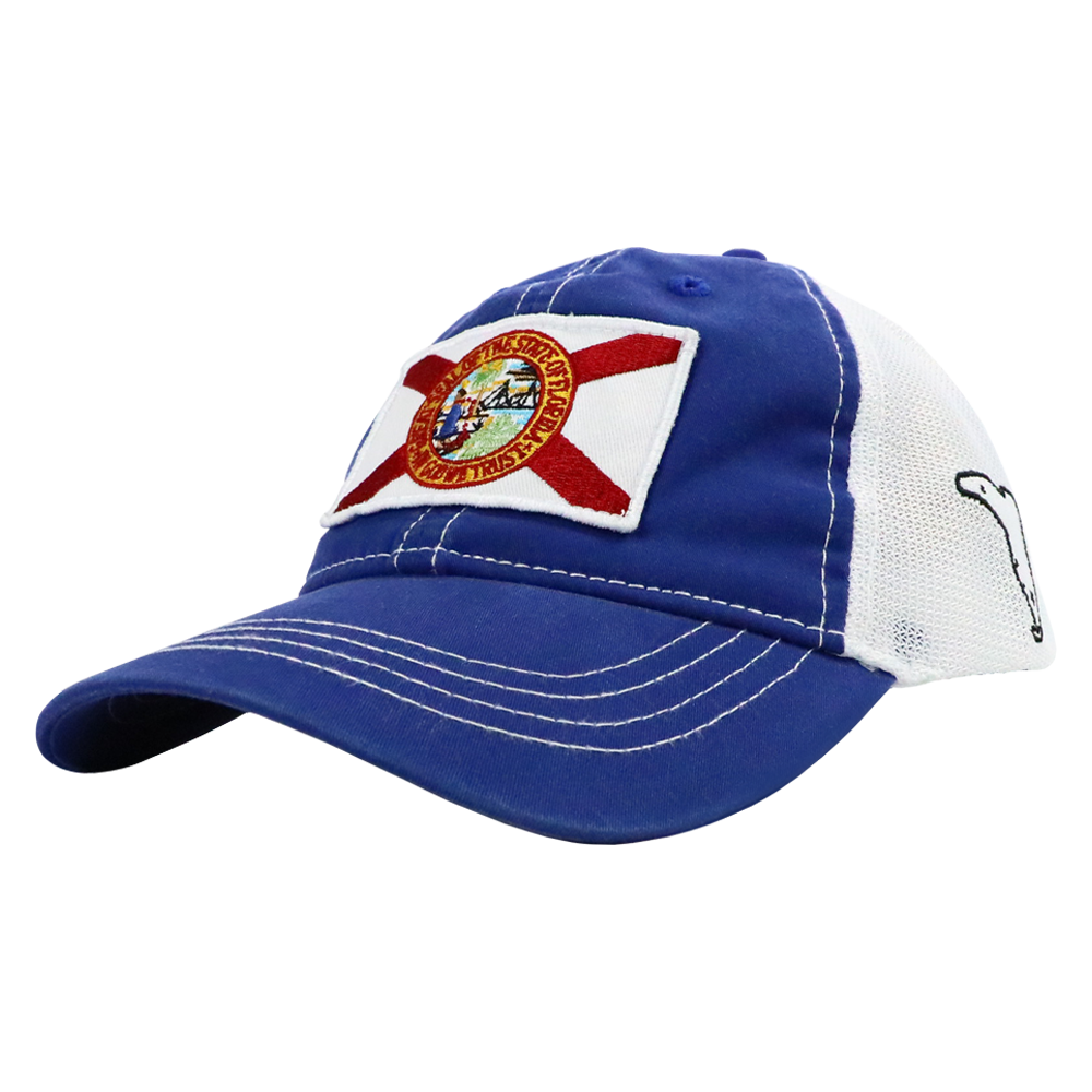 STATE FLAG PATCH ROYAL /WHITE MESH TRUCKER HAT