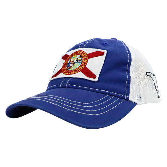 STATE FLAG PATCH ROYAL /WHITE MESH TRUCKER HAT