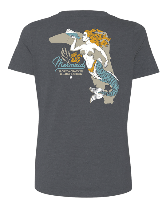 LIMITED WILDLIFE MERMAID - CHARCOAL V-NECK