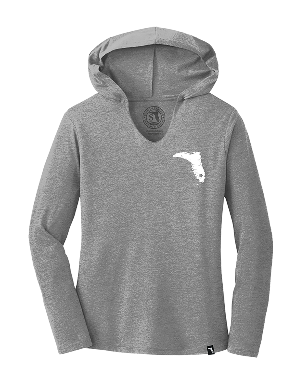 LADIES V-NECK HOODIE - ORFL - GREY