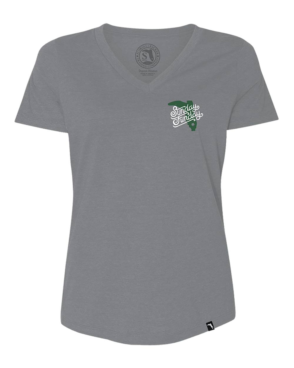 LADIES SUNDAY FUNDAY V-NECK - GREY