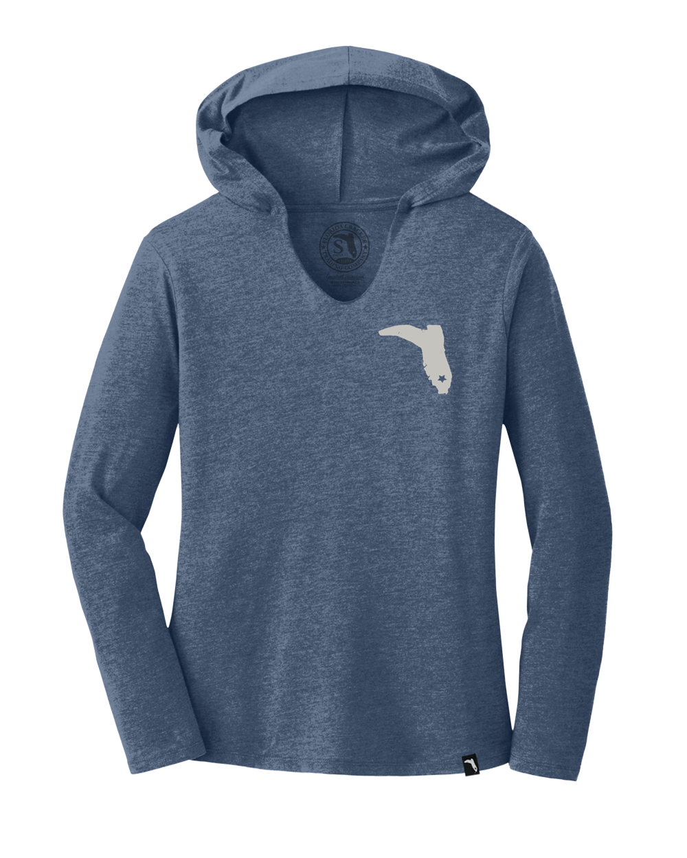 LADIES V-NECK HOODIE - FLORAL - NAVY FROST