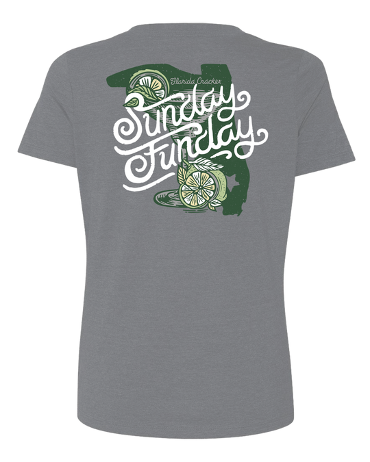 LADIES SUNDAY FUNDAY V-NECK - GREY