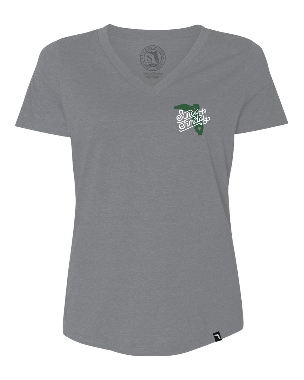 LADIES SUNDAY FUNDAY V-NECK - GREY