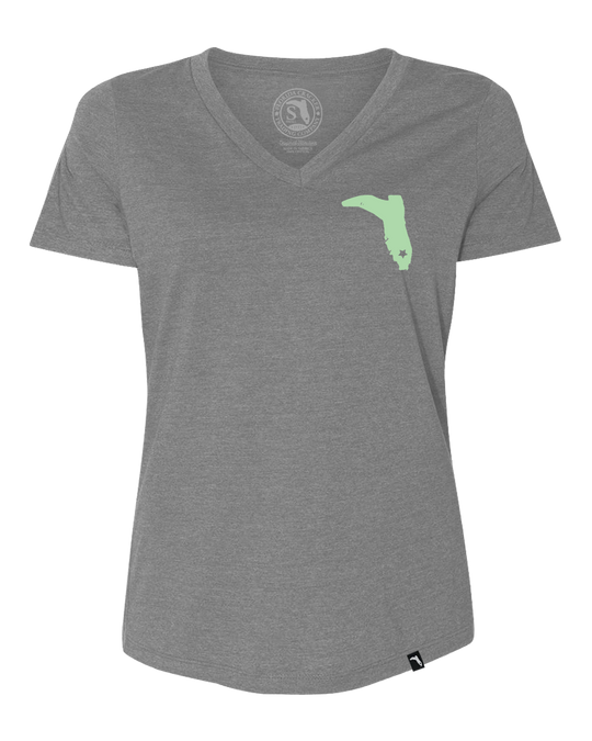 LADIES JASMINE V-NECK - GREY FROST