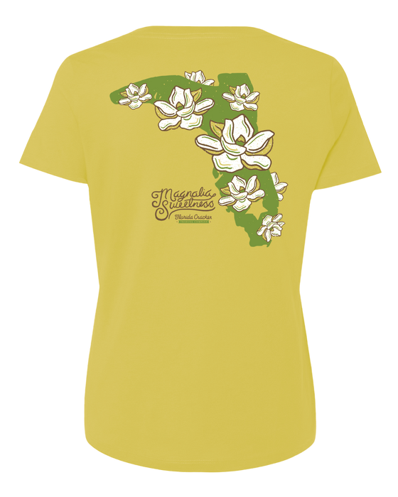 LADIES MAGNOLIAS V-NECK - BANANA CREAM