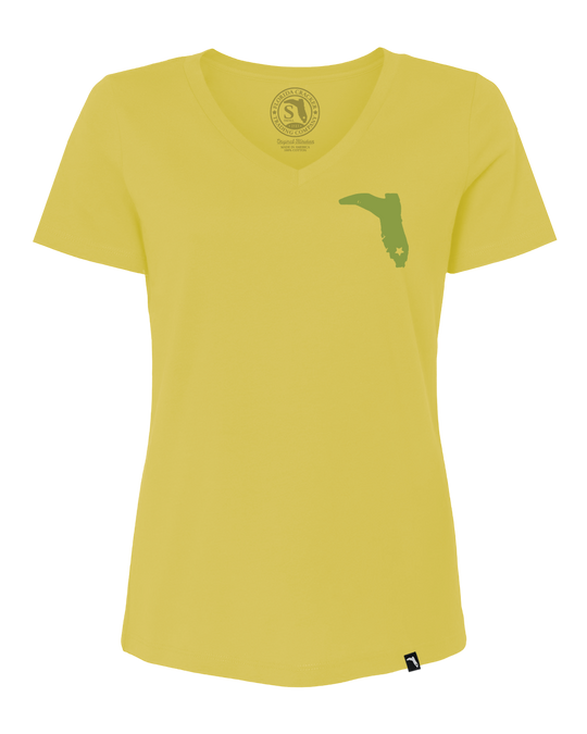 LADIES MAGNOLIAS V-NECK - BANANA CREAM