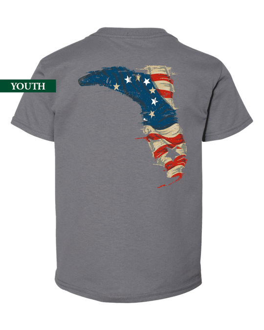 BETSY ROSS AMERICAN FLAG HEATHER GRAY YOUTH S/S